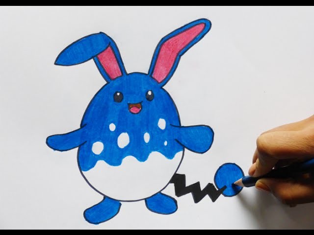 Dibujando y pintando a Azurill (pokemon) - Drawing and painting Azurill