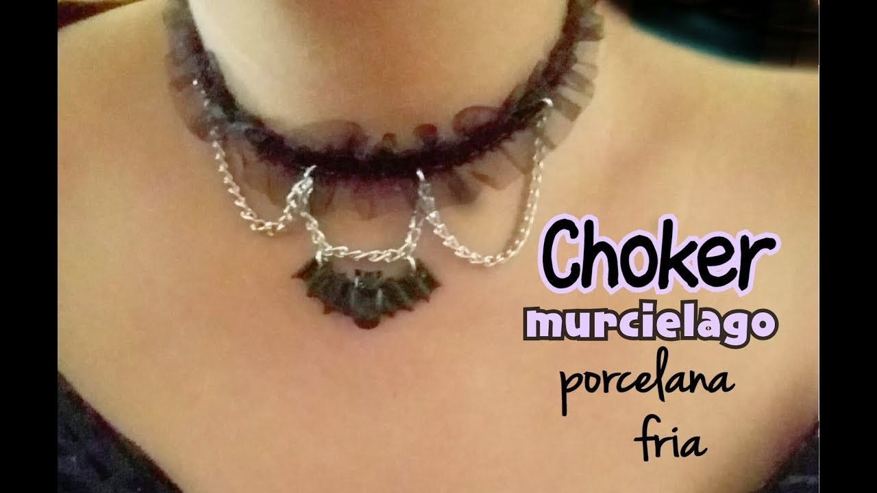 Como hacer un Choker Murciélago PORCELANA FRIA