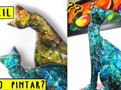 Como pintar ceramica- gato efecto vidrio o vitral -DECORATED CATS