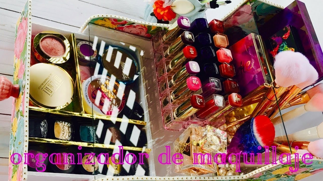 DIY organizador de maquillaje  de carton. colaboración novedades con katherine.oh pink love