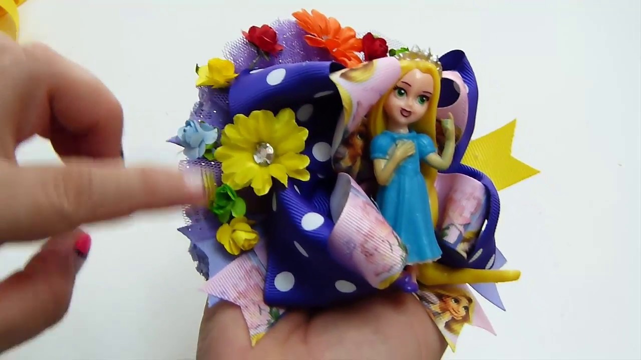 Hermoso Moño Tematico princesa Rapunzel, Moños Doble Boutique FAcil elaboracion