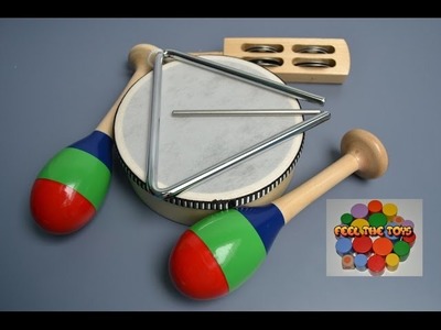 Instrumentos musicales para niños y sus sonidos. Set de percusion