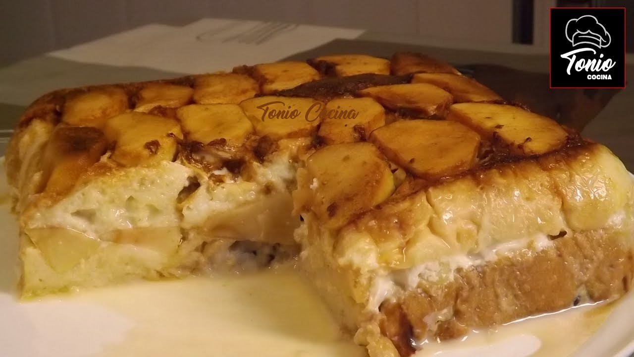 Pudín | Pastel de Pan con Manzana, fácil, cremoso y muy rico