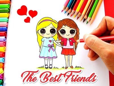 Cómo dibujar Dos Mejores Amigas | How to Draw Two Cute Best Friends Forever