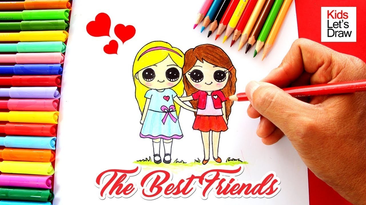 Cómo dibujar Dos Mejores Amigas | How to Draw Two Cute Best Friends Forever