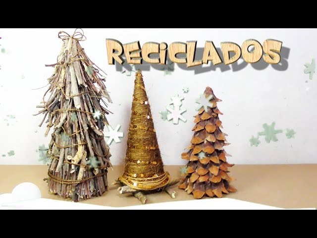 3 HERMOSOS  PINOS NAVIDEÑOS  CON RECICLAJE.HANDS CRAFTERS