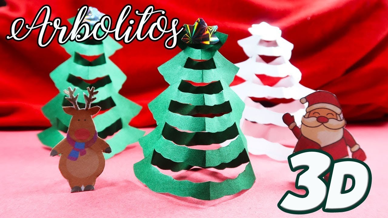 Arbolitos Navideños 3D Con UNA SOLA HOJA! - DIY - FÁCIL!!!