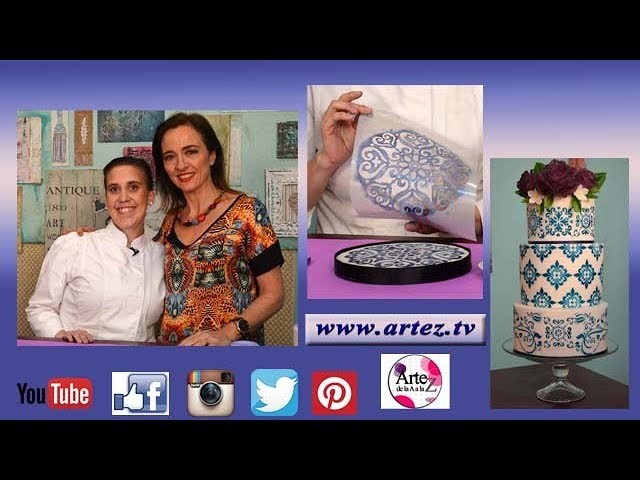Como decorar una torta estilo mayólica con sellos y stencils - Sabrina Antinucci