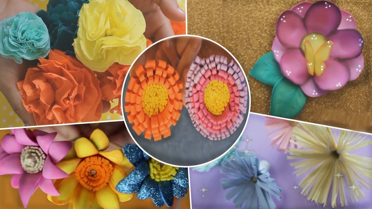 Como hacer flores de Goma eva y papel | FLORES PARA UNICORNIO | Flores de foami faciles