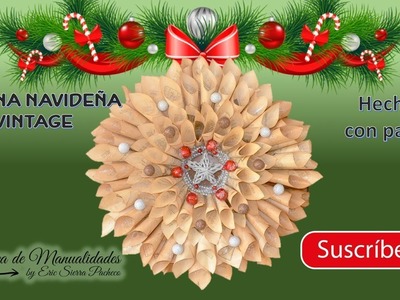 Corona Navideña Vintage. Hecha con Papel. Fácil de hacer. Vintage Christmas wreath.