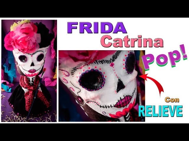 DIY Catrina de Frida Kahlo en florero. Figura Pop. Día de los muertos. Flores de Cempazúchitl.