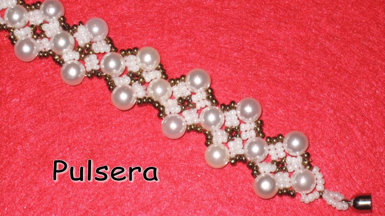 DIY - Lindisima pulsera de aspas con perlas y mostacillas- fancy bracelet with pearls and beads