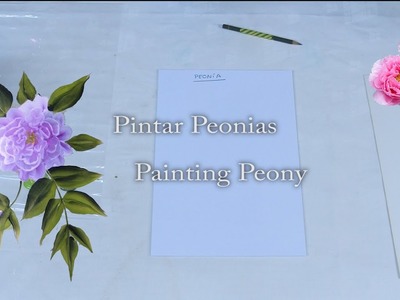 Pintar Peonias . Painting Peony one stroke
