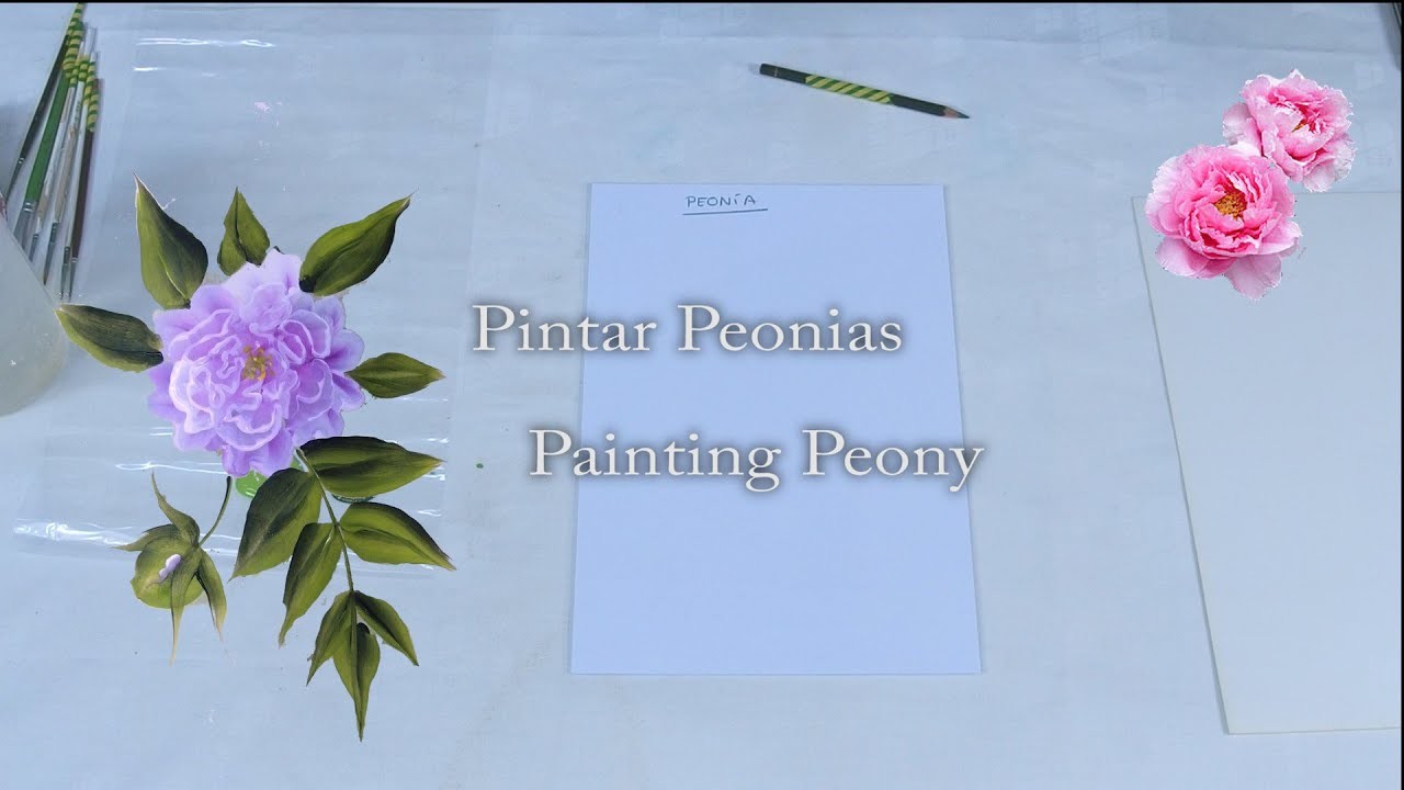 Pintar Peonias . Painting Peony one stroke