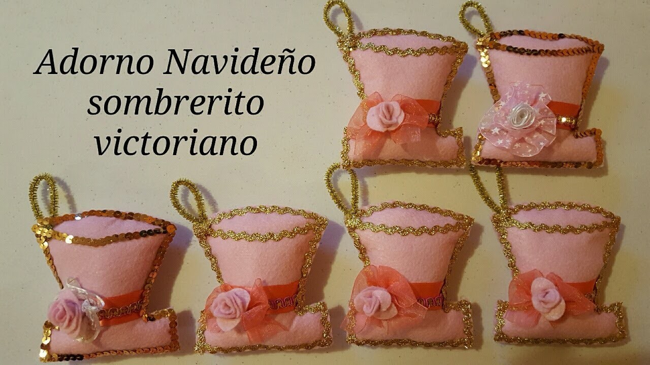 Colgante navideño, sombrero victoriano