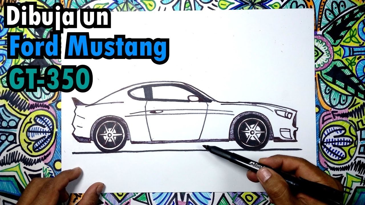 Cómo dibujar un Auto Ford Mustang GT-350 Paso a paso
