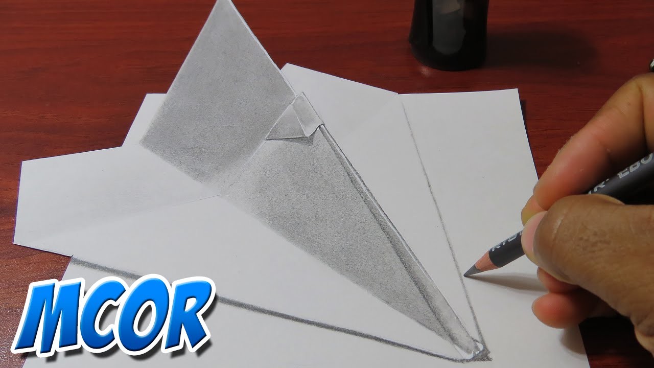 Como Dibujar Un Avioncito de Papel Realista en 3D