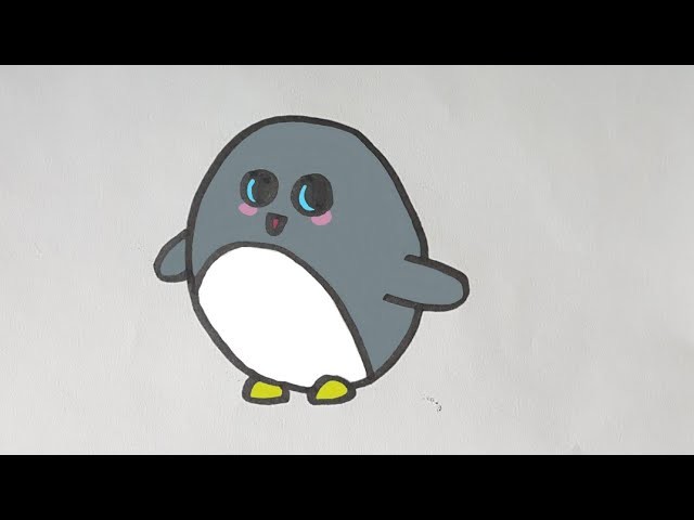 Como dibujar un pingüino kawaii paso a paso - Drawing a cute penguin step by step