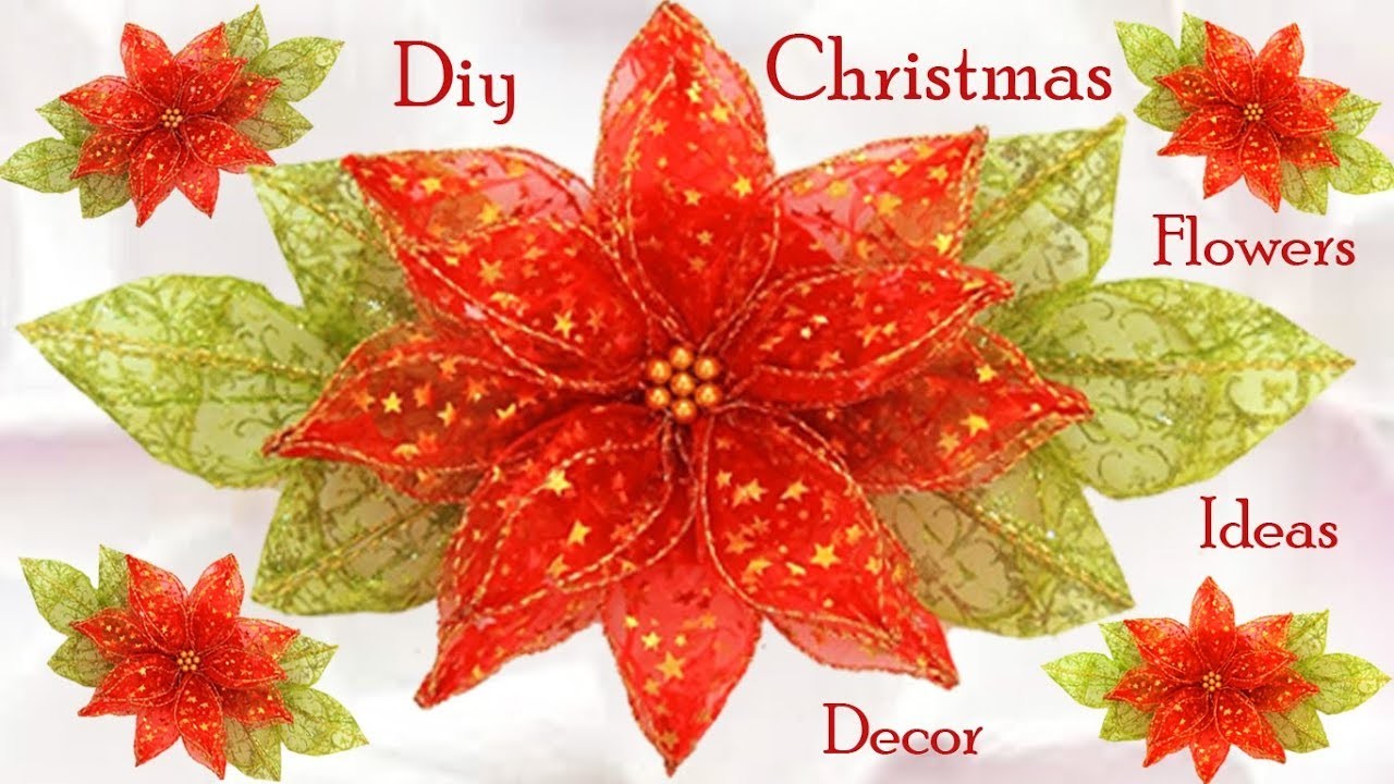 Como hacer flores Nochebuena ideas para decorar en Navidad Diy Christmas tejido tallermanualperu