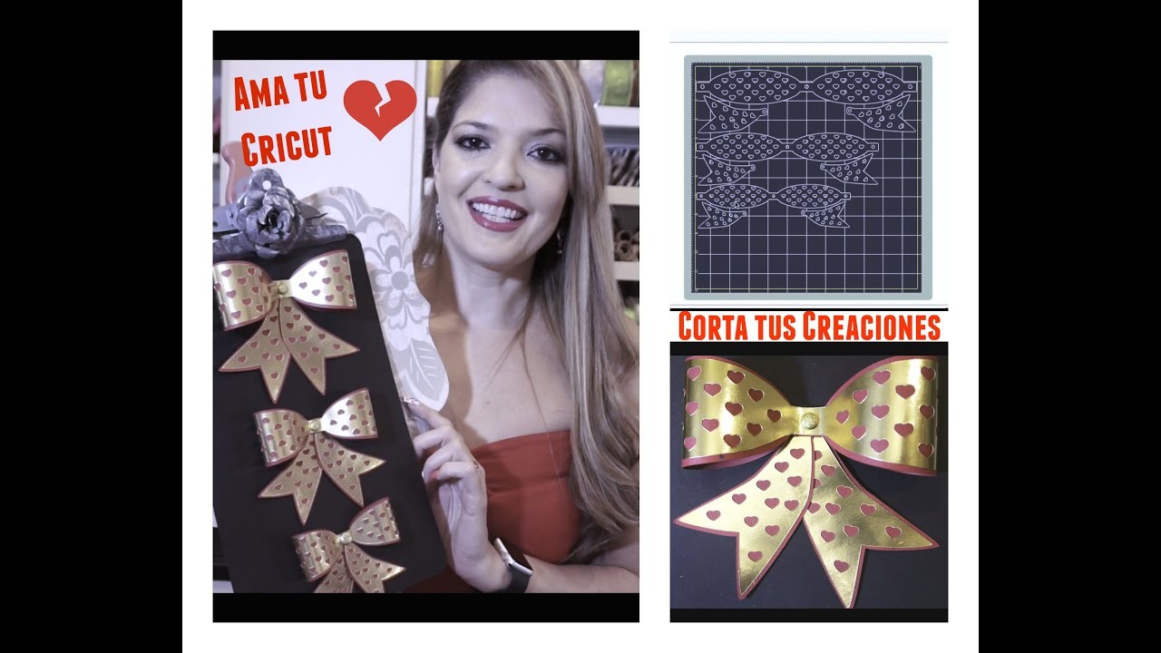 CRICUT IMPORTANDO IMAGENES SVG - MOÑO CON CORAZONES - BOW WITH HEARTS