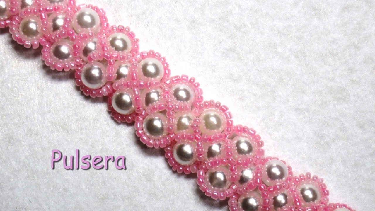 DIY - Pulsera Isabel de perlas y mostacillas rosas DIY - Isabel bracelet of pearls and pink beads