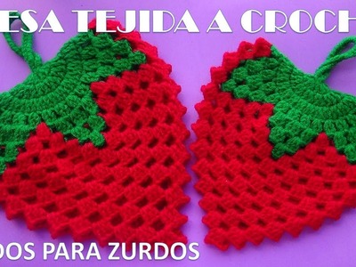 FRESA CON HOJAS PARA ZURDOS A CROCHET MANUALIDADES TEJIDAS PARA EL HOGAR