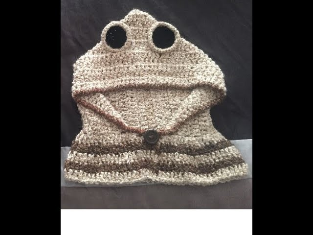Gorro con orejas y capucha a crochet 1 de 2 partes. hat with ears end hood in crochet