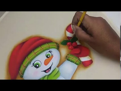 Pintura en tela navidad muñeco de nieve, how to paint a snowman 2