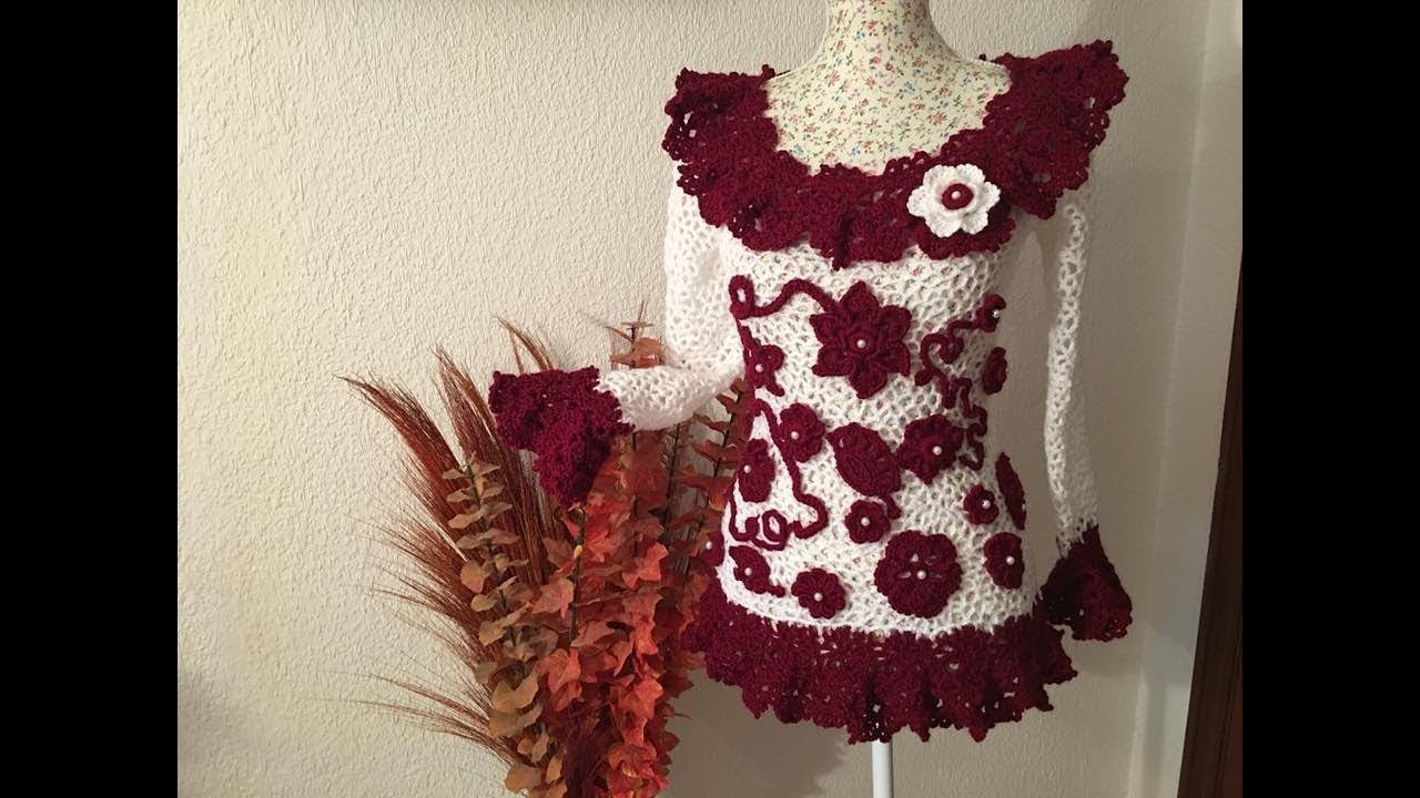 Tutorial Blusa ???? Parte-2.2 Verónica Crochet Red Irregular paso a paso