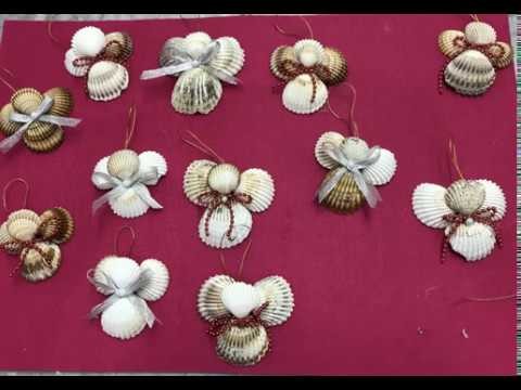 Ángeles hechos con conchas para navidad Angels made with shells for chritsmas