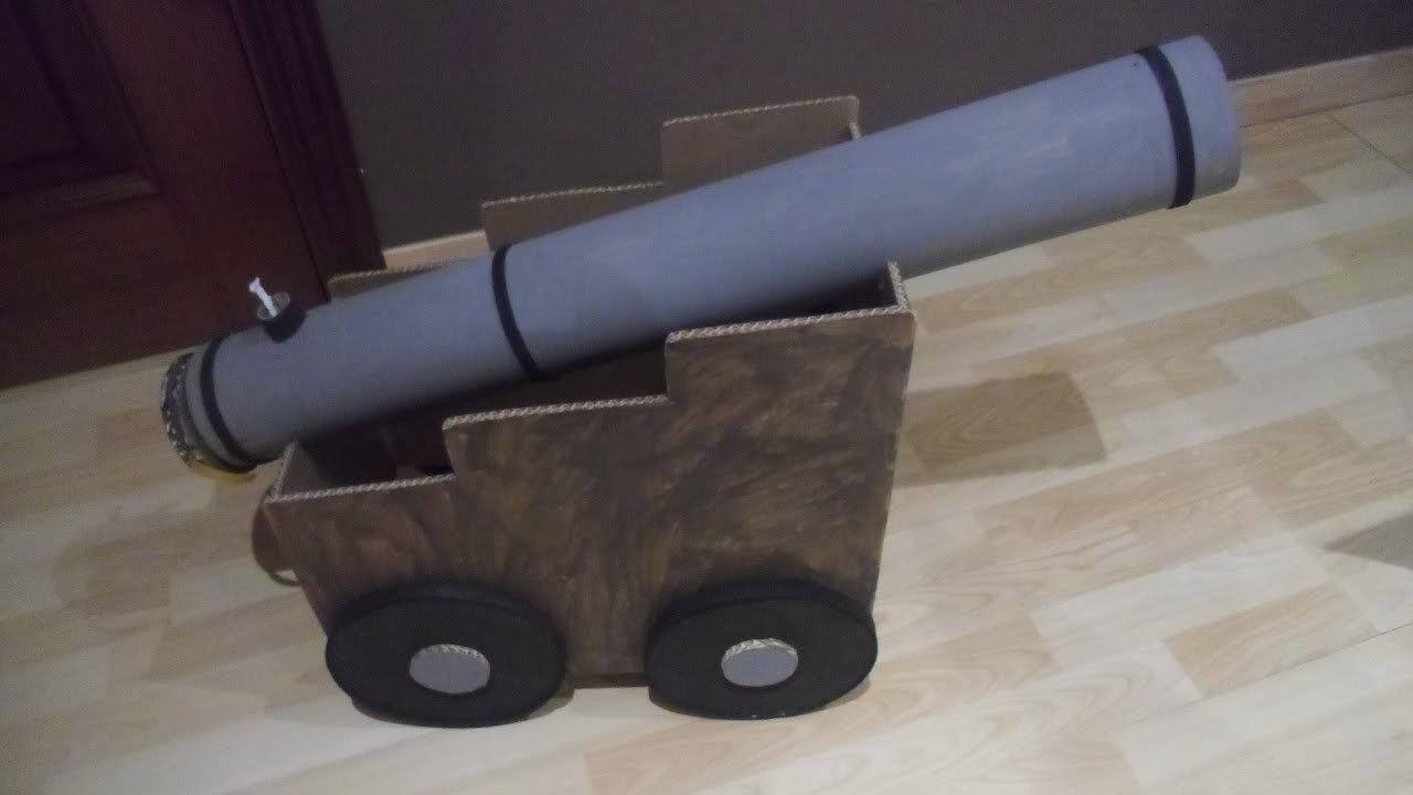 Cañón pirata hecho de cartón reciclado paso por paso