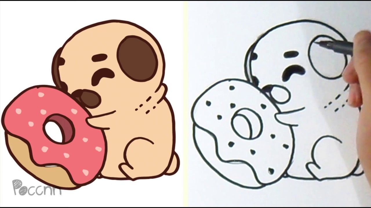 Cómo dibujar Perro Pug Dona
