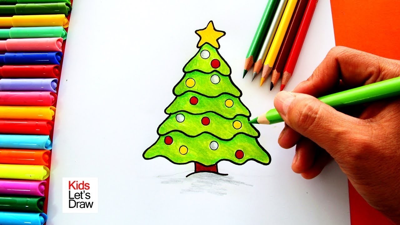 Cómo dibujar un Árbol de Navidad de manera fácil | How to draw a christmas tree!