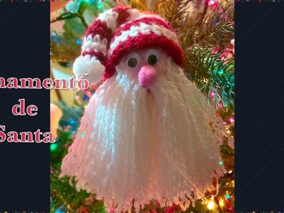 Como hacer ornamento Navideño de Santa Claus con gorro en gancho para árbol de navidad #101