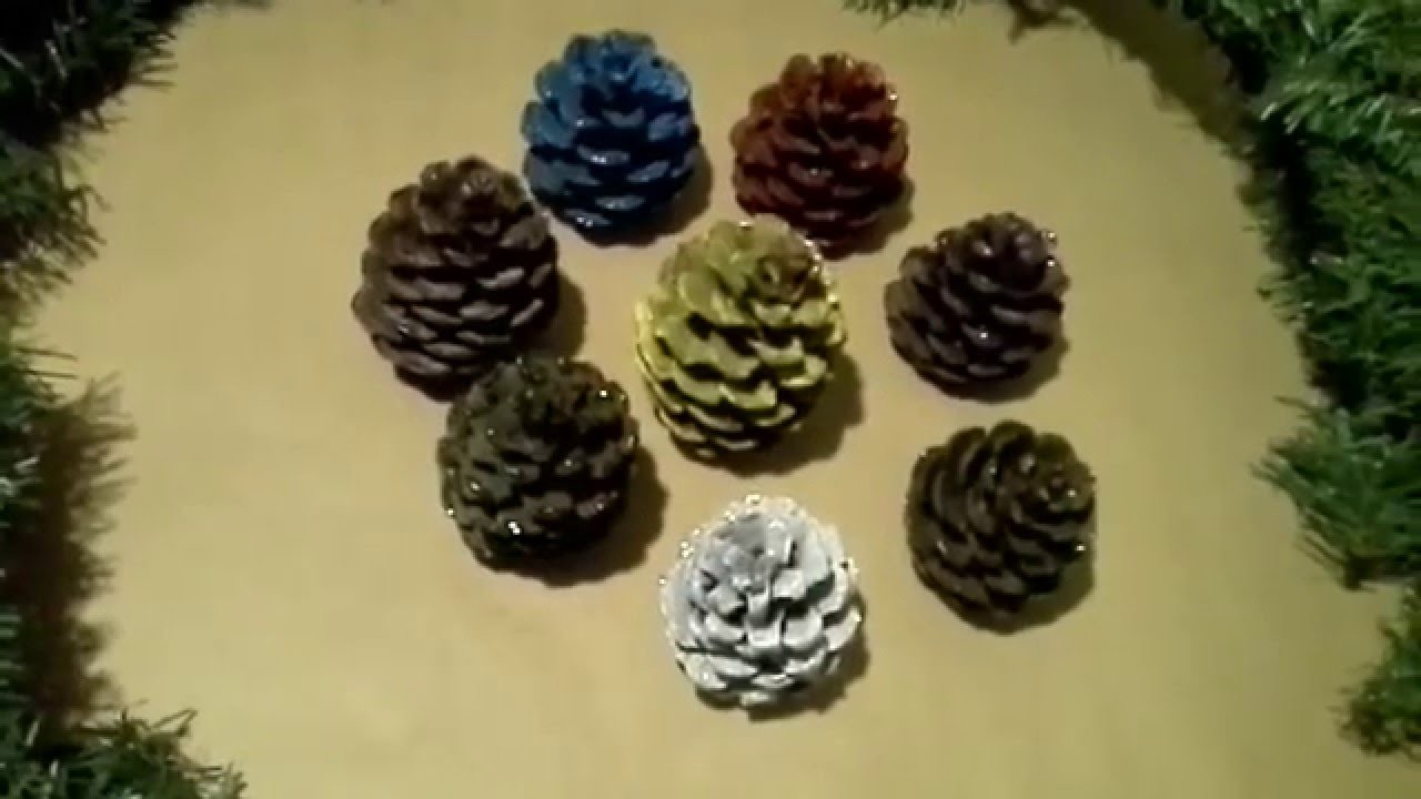 Como pintar piñas de pino facil para Navidad.  pinecones