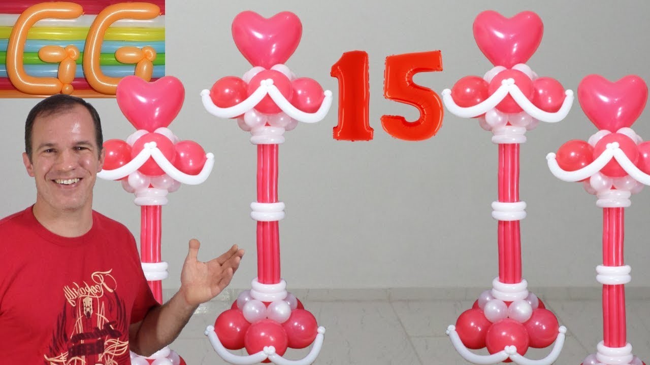 Decoracion con globos para 15 años - decoracion con globos - columnas de globos