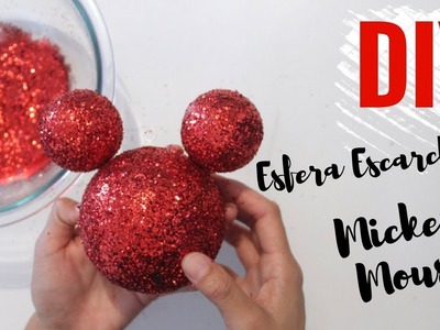 Esfera de navidad escarchada de mickey mouse | como hacer esferas navideñas