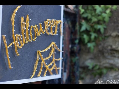 Hilorama Halloween -string art- con corcho y alfileres