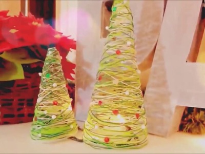 Manualidades faciles para Navidad - Arbolitos de Navidad DIY hechos con hilo - Locos por el DIY
