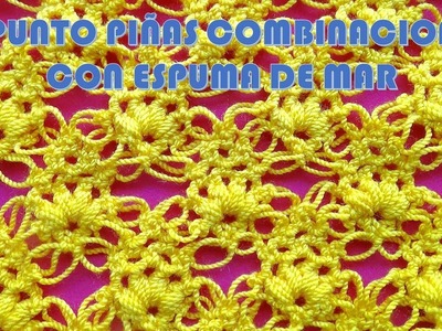 PARA ZURDOS Punto a Crochet PIÑAS COMBINACION CON ESPUMA DE MAR paso paso para BLUSAS
