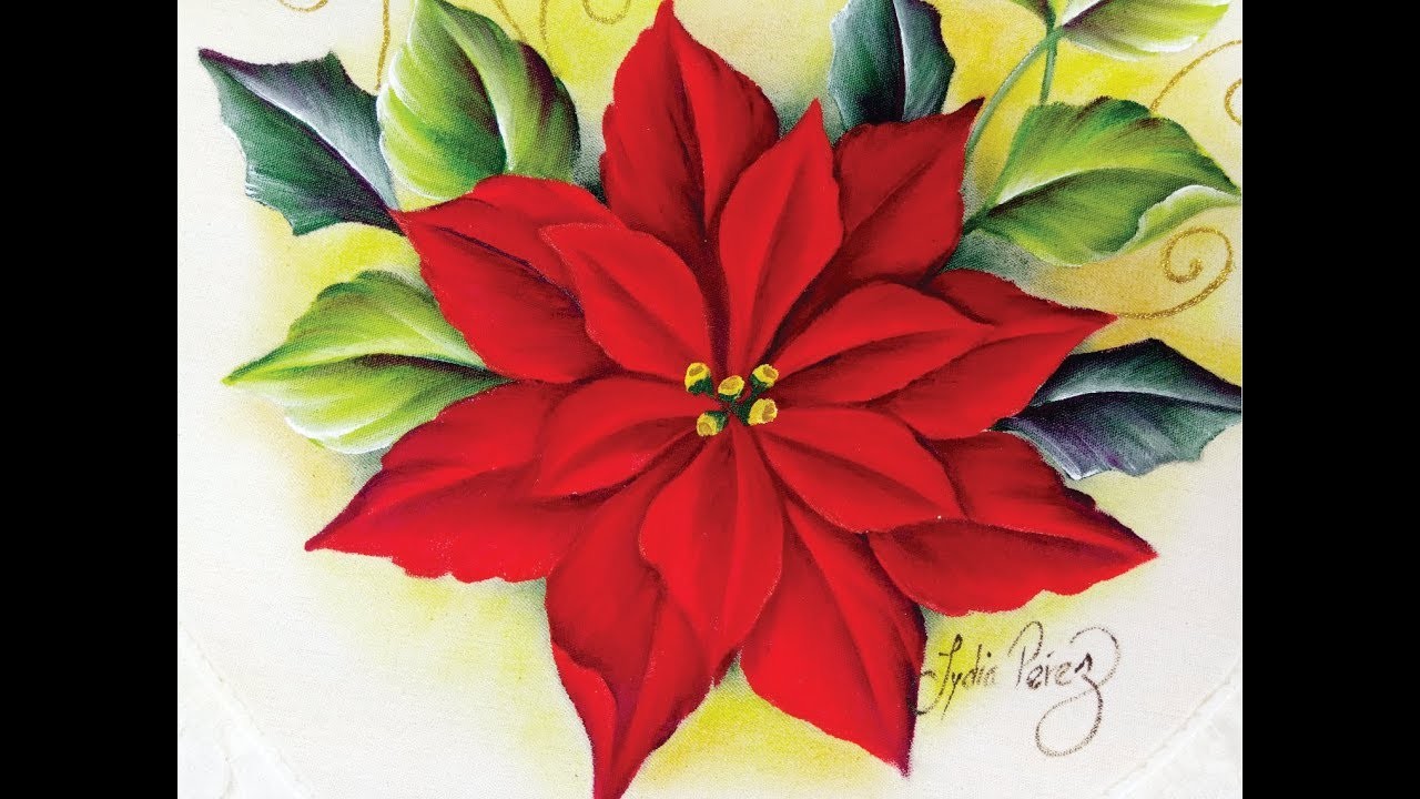 Pintura En Tela Navidad Como Pintar Una Nochebuena. How To Paint Poinsettias