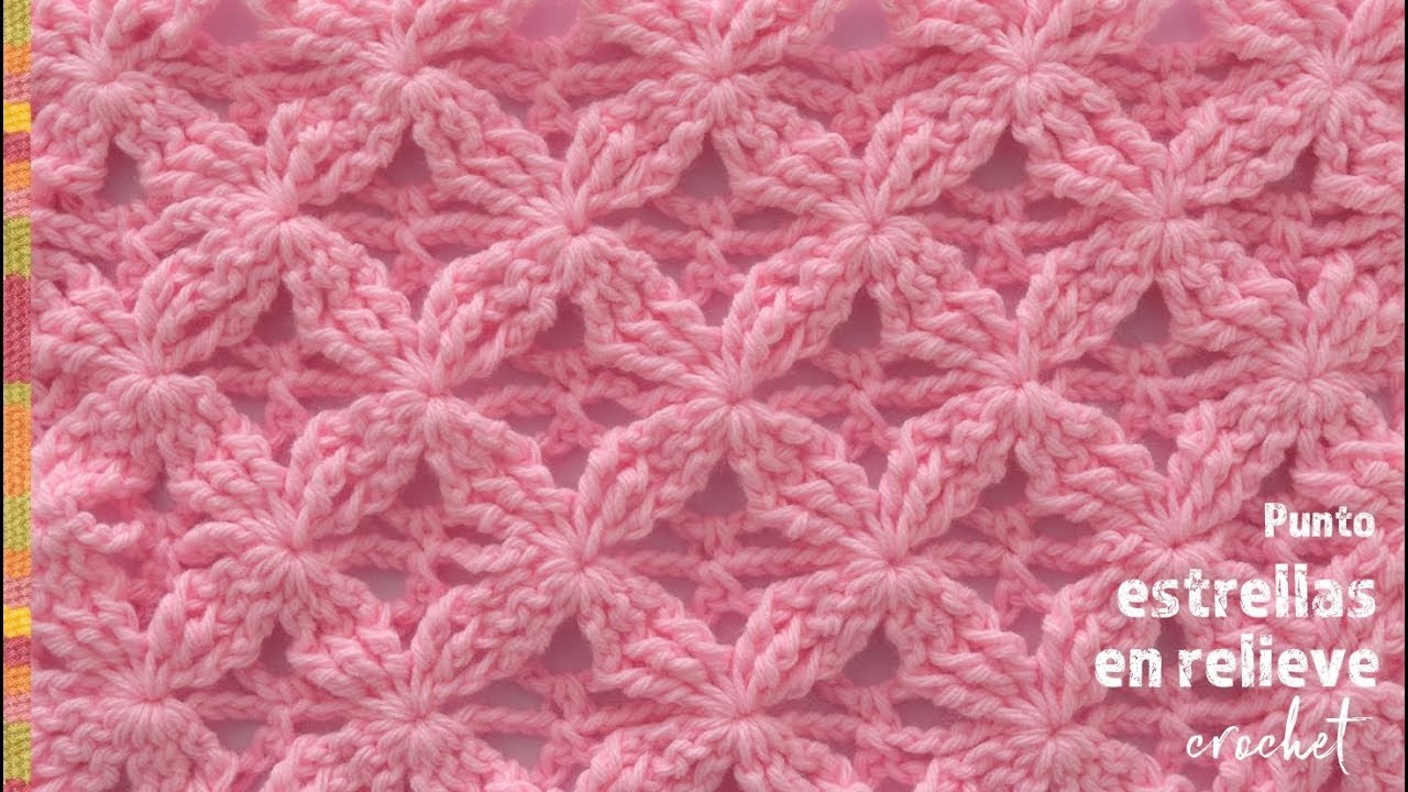 Punto estrellas en relieve tejido a crochet - Tejiendo Perú