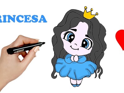 Aprende a dibujar una PRINCESA Kawaii Fácil ???? How to draw a Cute Girl dressed as Princess