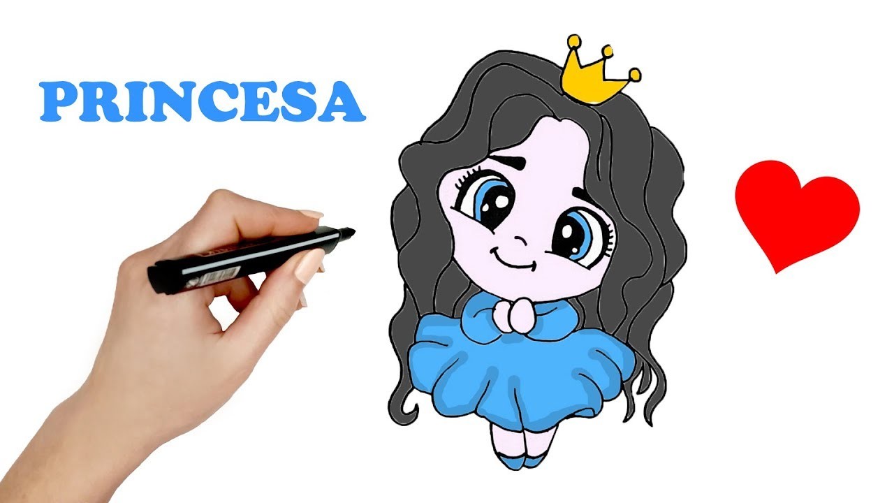 Aprende a dibujar una PRINCESA Kawaii Fácil ???? How to draw a Cute Girl dressed as Princess