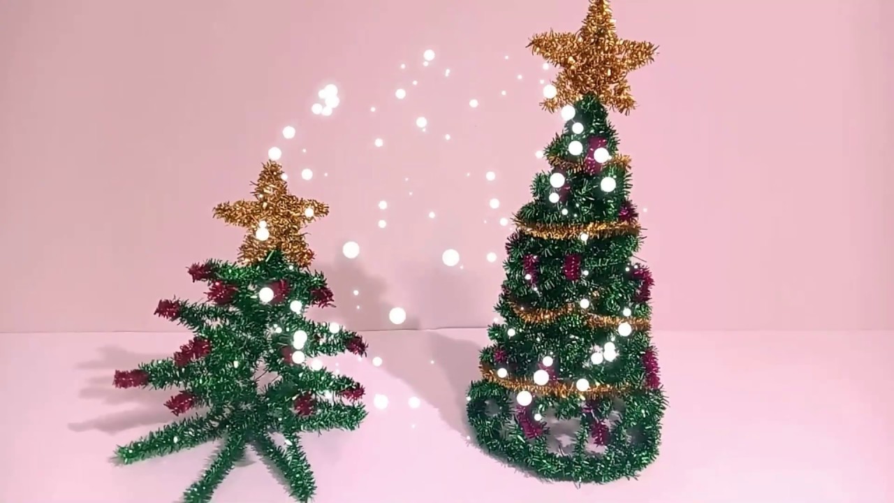 Árbol o pino  navideño con limpiapipas fácil.pipecleanear