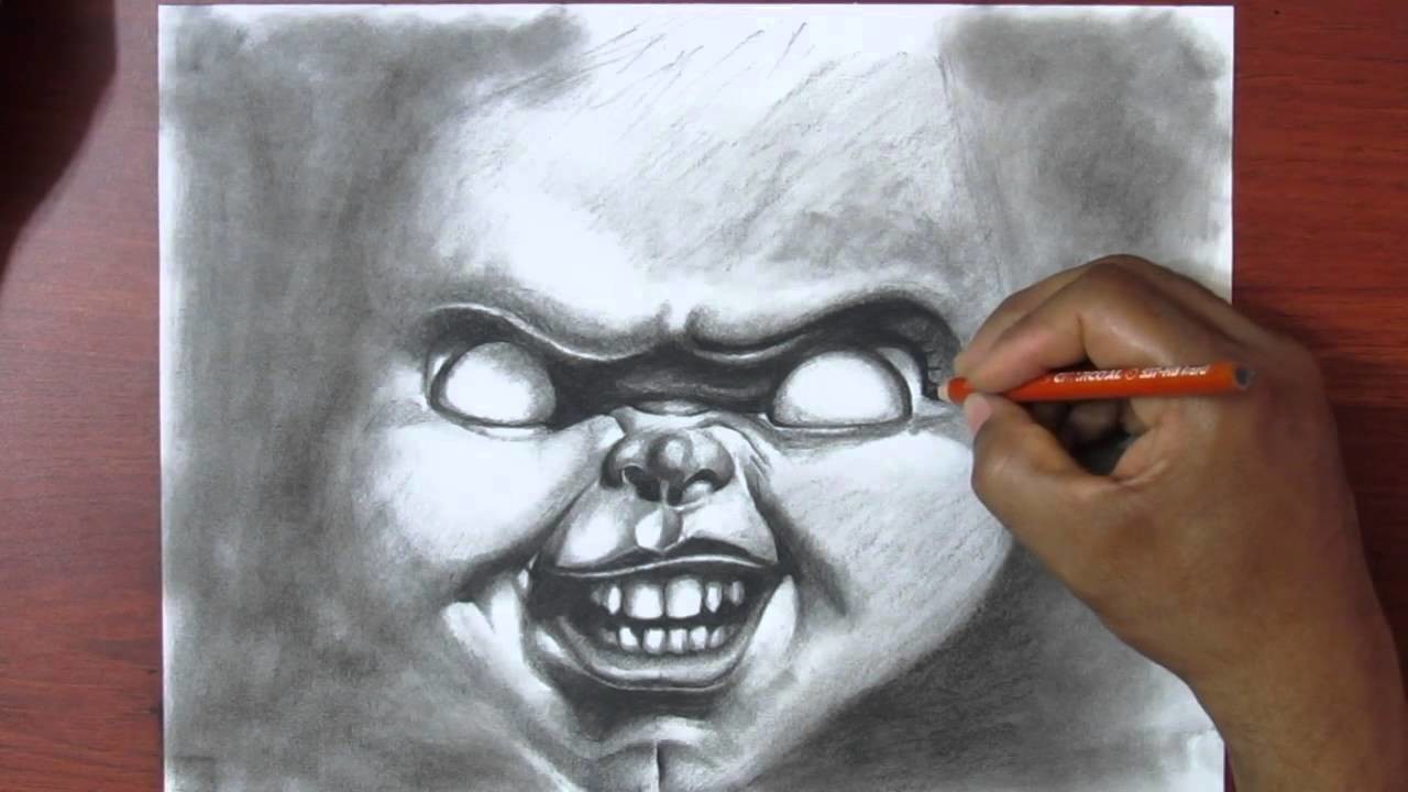 Como Dibujar con Carboncillo - Chucky - Tutorial en Tiempo Real