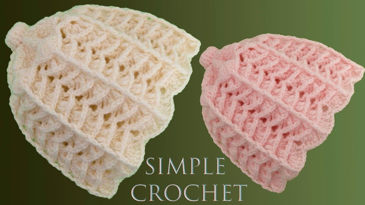Como tejer a crochet Gorro en punto abanicos en relieve 3D tejido con ganchillo para principiantes