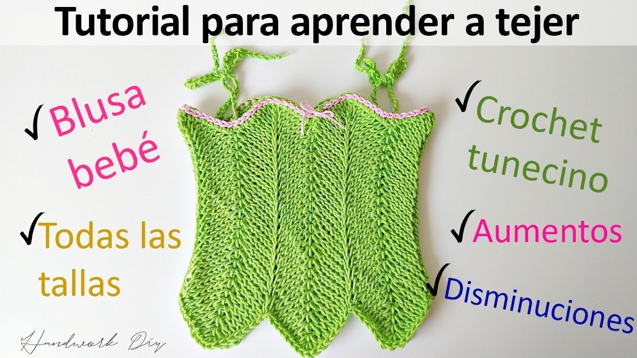 Crochet | Blusa para bebé, aprende a realizar aumentos y disminuciones con crochet tunecino