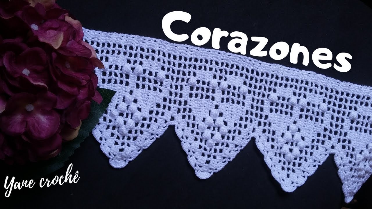 Puntilla de Corazones a Crochet.Orillas de Servilletas y toallas # 61