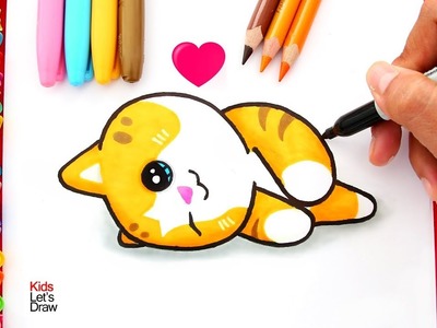 Cómo dibujar un GATITO BEBÉ Kawaii Feliz | How to Draw a Cute Happy Baby Kitten